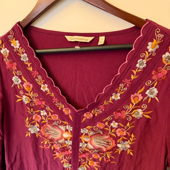 Soft Surroundings Embroidered Blouse Size Large - Picture 4 of 9